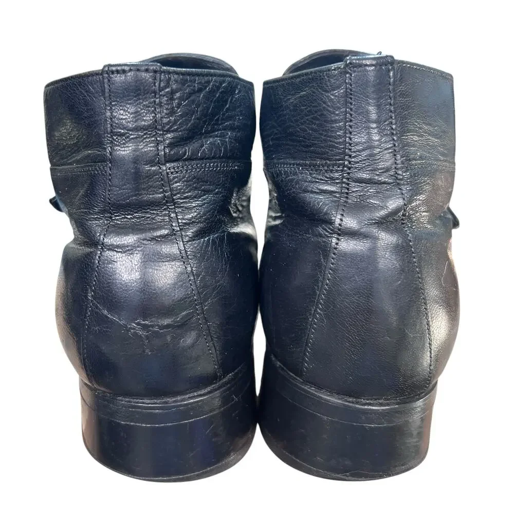 Vintage 70’s Florsheim Imperial Men's Black Leather Monk Strap Boots Size 9.5 D